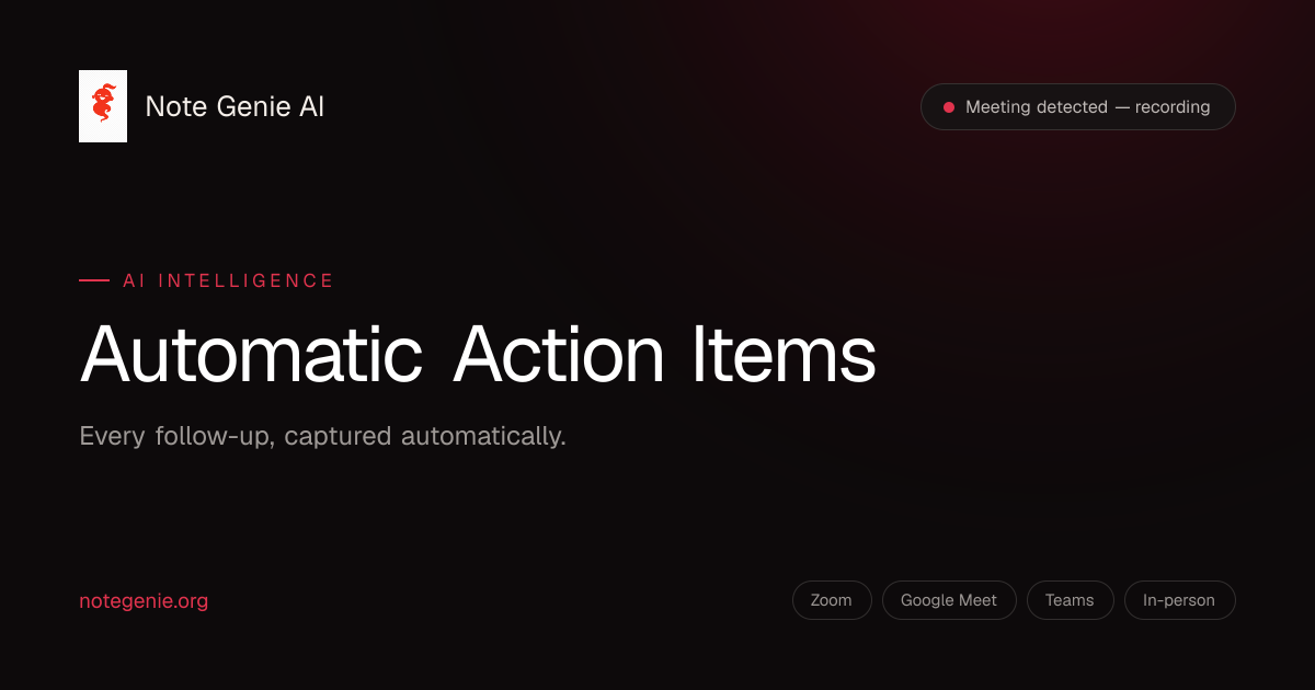Automatic Action Items from Meetings — AI Task Extraction | Note Genie